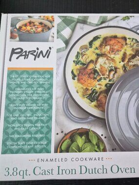 Parini 3.8qt Enameled Cast Iron Dutch Oven - Slate Gray